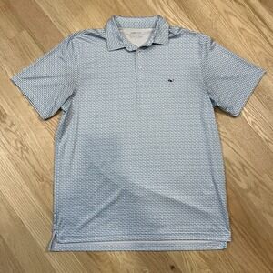 Vineyard Vines Shirt On The Go Sankaty Golf Polo Men's Size L Fish AOP Casual